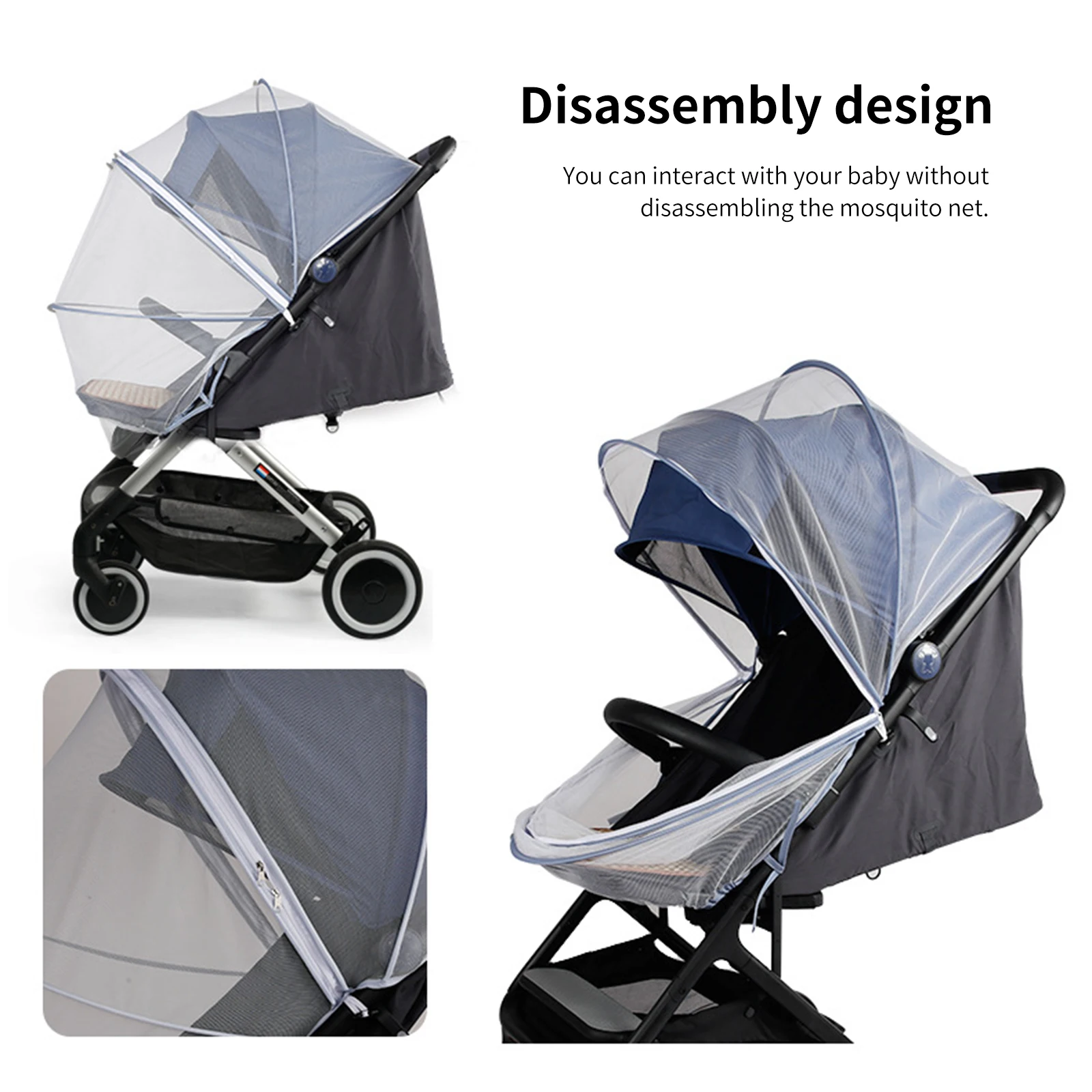

Baby Stroller Mosquito Net Safe Mesh Buggy Crib Netting Cart Zipper Mosquito Net Infant Stretchable Pushchair Full Cover Netting