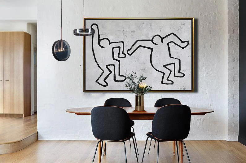 Современная живопись холст искусство черно-белое большая настенная Декор для