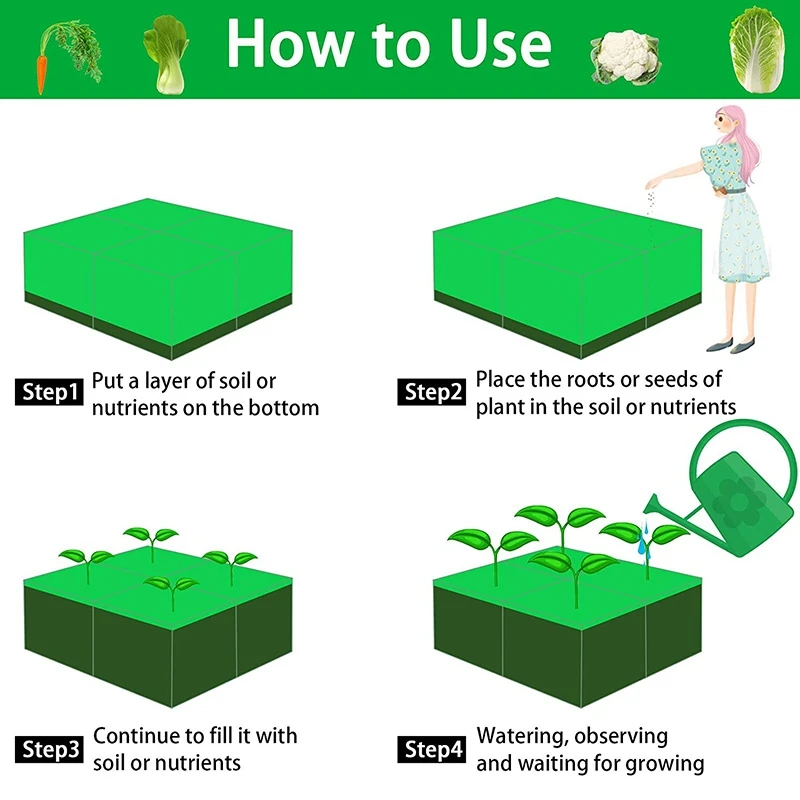 4 упаковки тканевых приподнятых садовых кроватей разделенных сетки квадратный