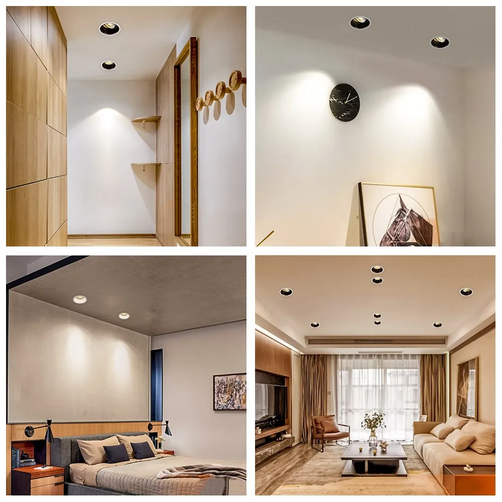 Luz Led redonda profundo Anti-Glare empotrada de techo del Downlight lámpara Led de foco 5W 7W 15W regulable AC110V 220V para sala de estar dormitorio