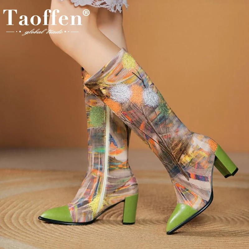 

Женские высокие сапоги Taoffen, зимние разноцветные ботинки размеров 33-43