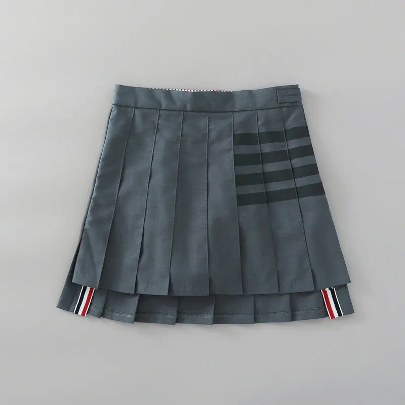 

Женская юбка с высокой талией, Новинка весна-лето 2021, плиссированная серая трапециевидная юбка с высокой талией в студенческом стиле