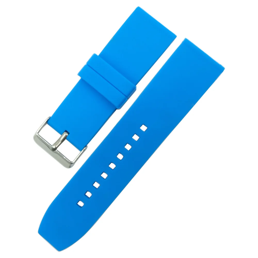 Ремешок силиконовый для часов резиновый черный спортивный браслет наручных 16 18 20