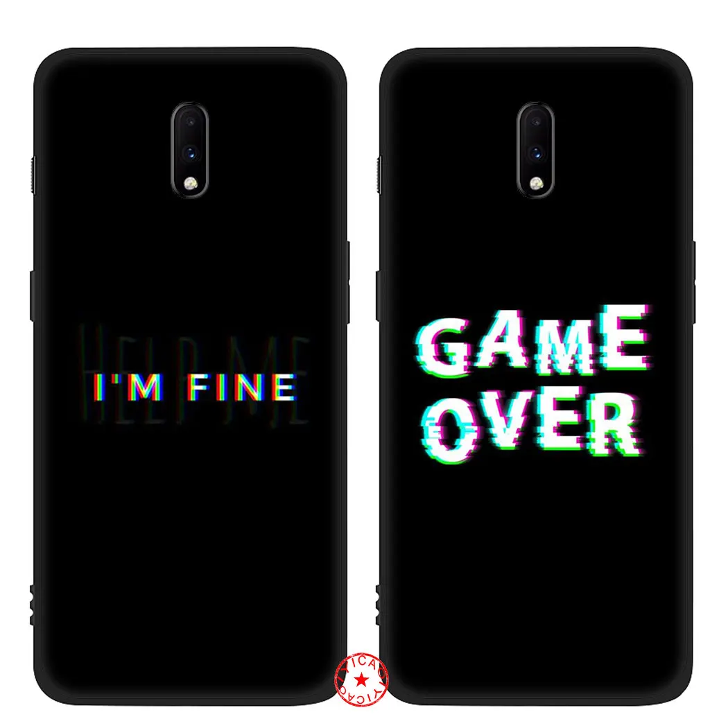 Цветной текст на черном фоне Мягкий силиконовый чехол для oneplus 5 5t 6 6t 7 Pro TPU |