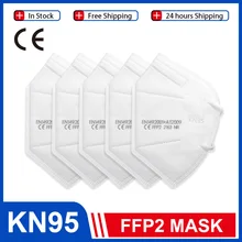Mascarilla facial protectora KN95, máscara con filtro de 5 capas, PM2.5, FFP2, no tejida, N95, entrega rápida, de 5 a 200 unidades