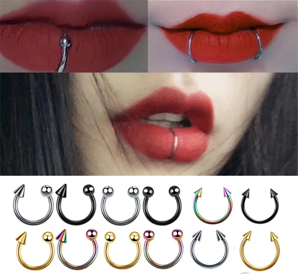 

2021 Neutral Nose Lip Ring Hoop Ear Tongue Ring Exquisite Stainless Steel Gothic Clip Ear Clip Nose Clip Ear Nail Perforation