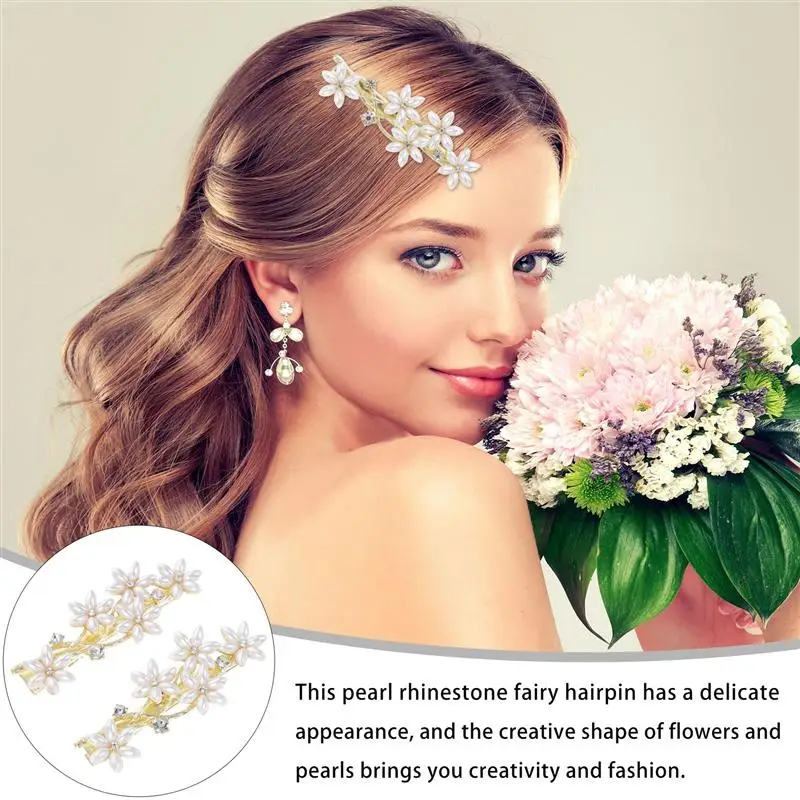 

2pcs Delicate Flower Hairpins Beautiful Pearl Barrettes Premium Hair Accessories