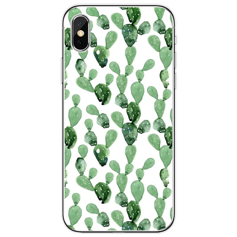 Зеленый чехол кактус Мягкий Силиконовый ТПУ для iPhone 5 5S SE 6 6plus 7 8 plus X XS XR Max 11 |