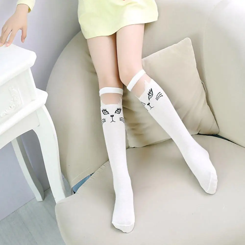 Милые детские чулки для девочек гольфы до колена мягкие черные и белые Колготки с
