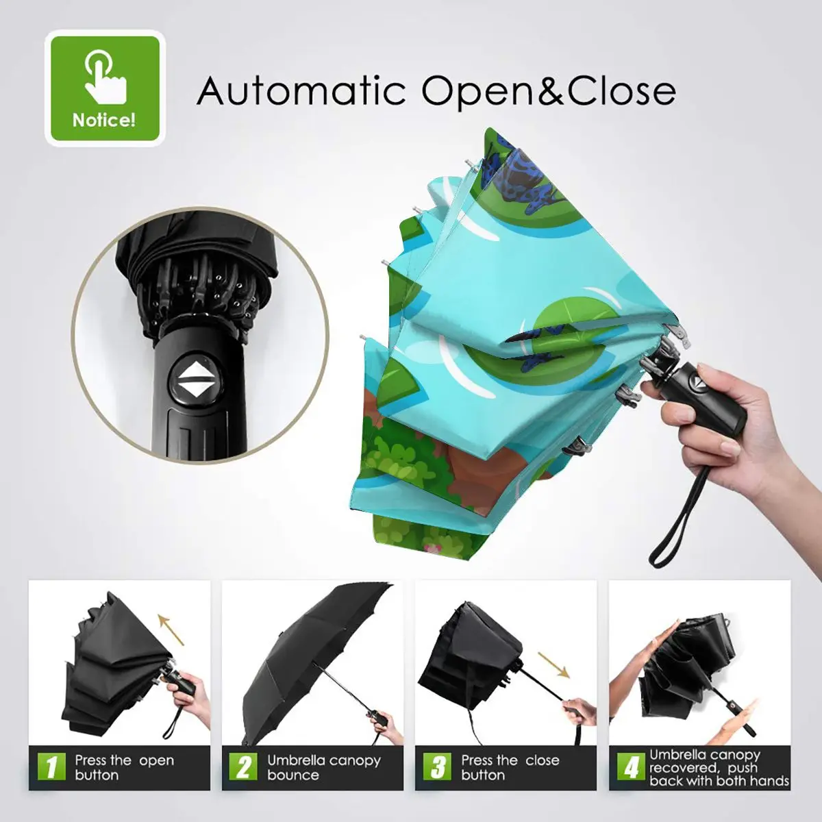 Зонт Автоматический ветростойкий с листьями лотоса зонтик складной для пруда и