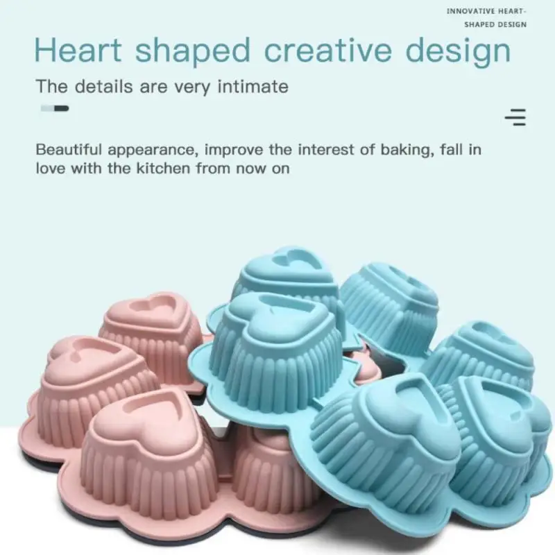 

Creative Six Heart-shaped Silicone Molds Food Grade Originality Baking French Foreign Pastry DIY Cake Mold Kitchen Bakeware