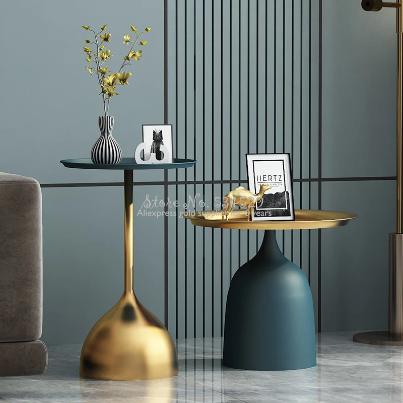 

Nordic Creative Round Marble Small Tea Table High Temperature Nano Paint Craft Living Room Sofa Side Table Environ