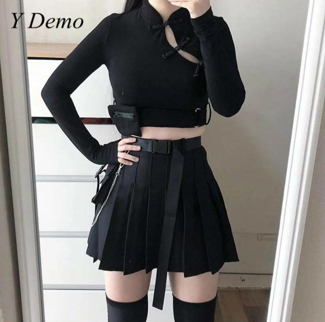 Винтажная короткая футболка в китайском стиле Тонкие футболки с длинными