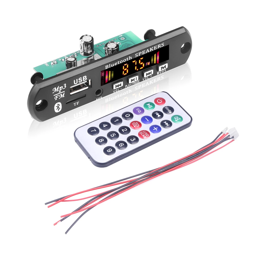 2*25W Stereo Bluetooth 5.0 MP3 Player Decoder Board 12V 50W amplifier Car FM Radio Module Handsfree Support TF USB AUX Recorders |