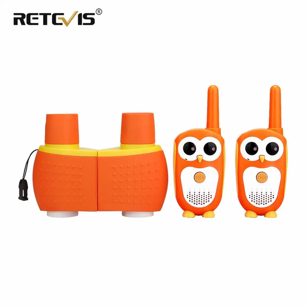 Retevis RT30  Mini Walkie Talkie  Kids Owl Design PMR 446 Portable Two Way Radio  And SV201 6X18 Binoculars Sets Christmas Gift