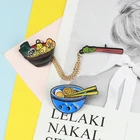 Мультяшная брошь в японском стиле в виде рамен, значки в виде смайлика, лапши, индивидуальные эмалированные значки, булавки для сумок, одежды, булавка на лацкан, модная Подарочная бижутерия для еды