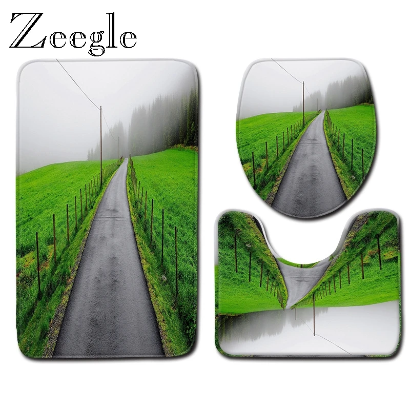 Современный 3D печатных Ванная комната коврики и ковры зеленый коврик для ванной