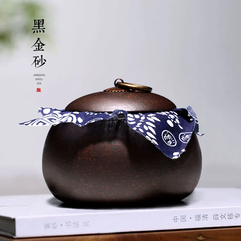 

Chang tao 】 натуральные рудные ручные контейнеры и горшки для хранения в цветочных горшках из искусственной кожи черный золотой песочный чайни...