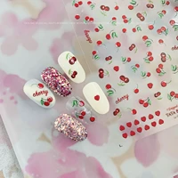 1 pc 3d acrylic engraved nail sticker embossed pink cherry peach water decals empaistic nail water slide decals summer nail art