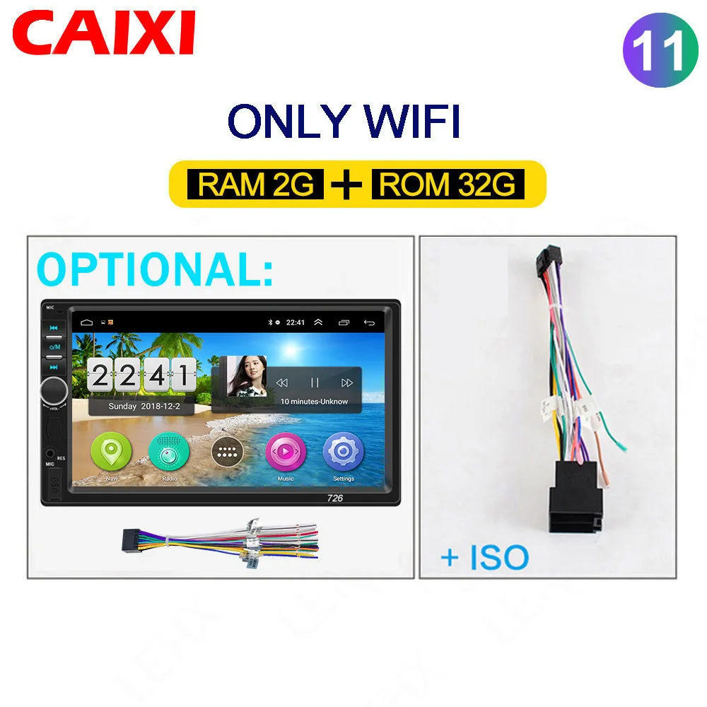 cx-726-32G-ISO Автомобильный Android 8,1 стерео радио gps навигация Bluetooth wifi Универсальный 2din авто стерео радио четырехъядерный аудио мультимедиа воспроизведение - Цвет: cx-726-32G-ISO
