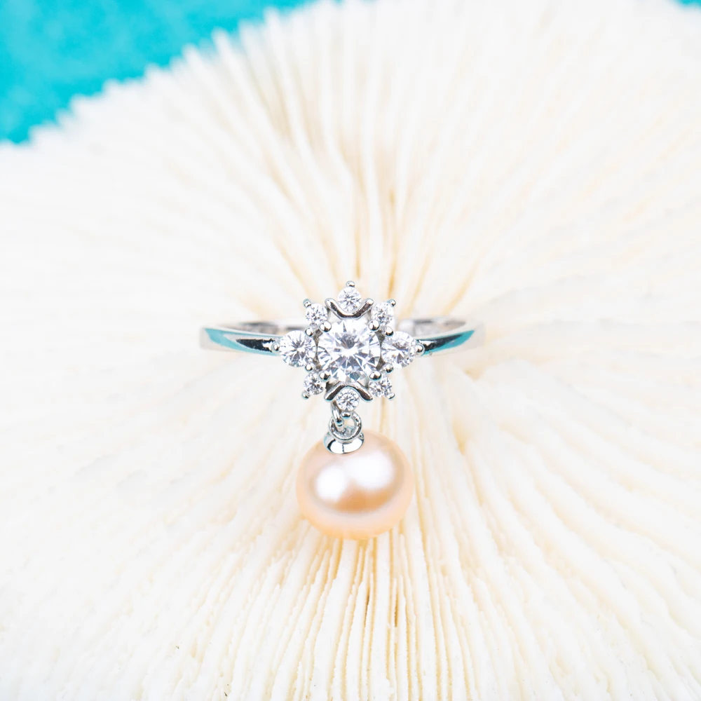 

R010713 Vermeerjewelry реальные 925 пробы Серебряное кольцо с натуральным пресноводным жемчугом для 7-9 мм Открыть Регулируемые кольца для Для женщин