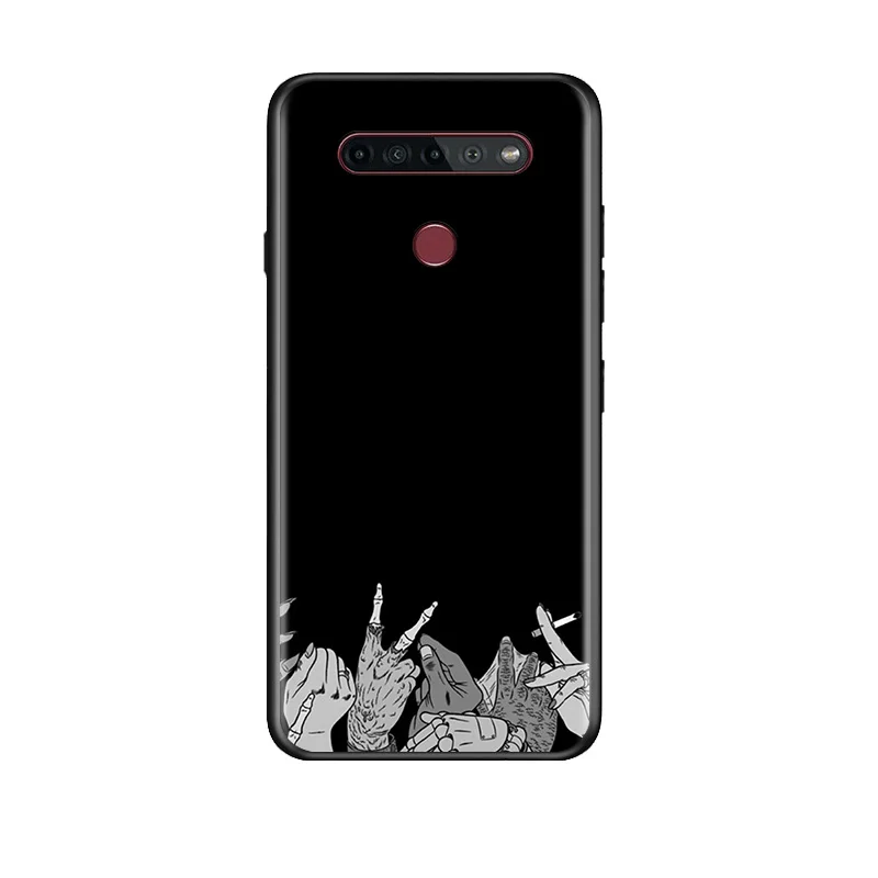

Black Style Art Hand For LG G8 V30 V35 V40 V50 V60 Q60 K40S K50S K41S K51S K61 K71 K22 ThinQ 5G Soft TPU Silicone Phone Case