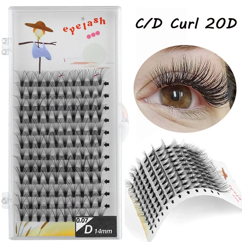 

1Set Knot-Free 20D Pre-fanned Volume Lashes Individual False Eyelashes Flare Cluster Natural Long Fluffy Fake Eye Lashes Tools