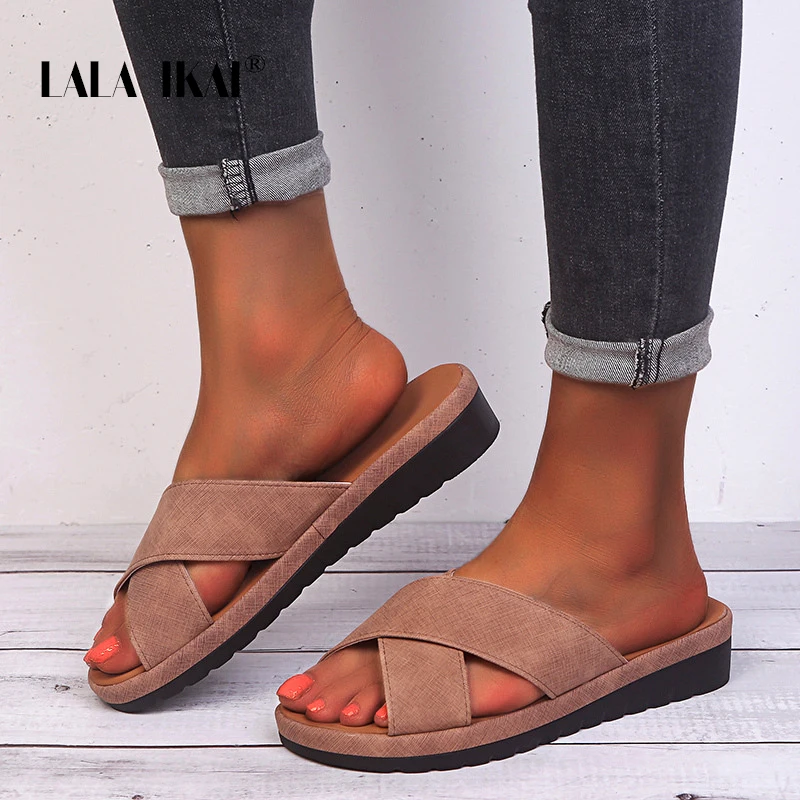 Шлепанцы LALA IKAI женские повседневные Мягкие плоская подошва леопардовые сланцы