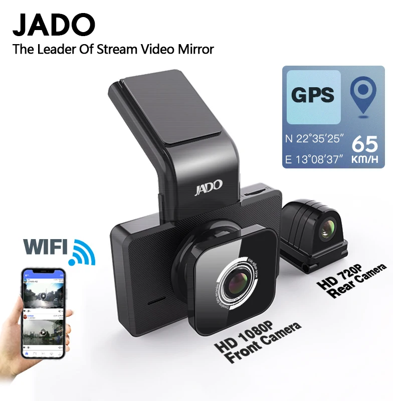 JADO D330 Автомобильный видеорегистратор gps скорость координаты wifi FHD 1080P Автомобильный видеорегистратор ночного видения