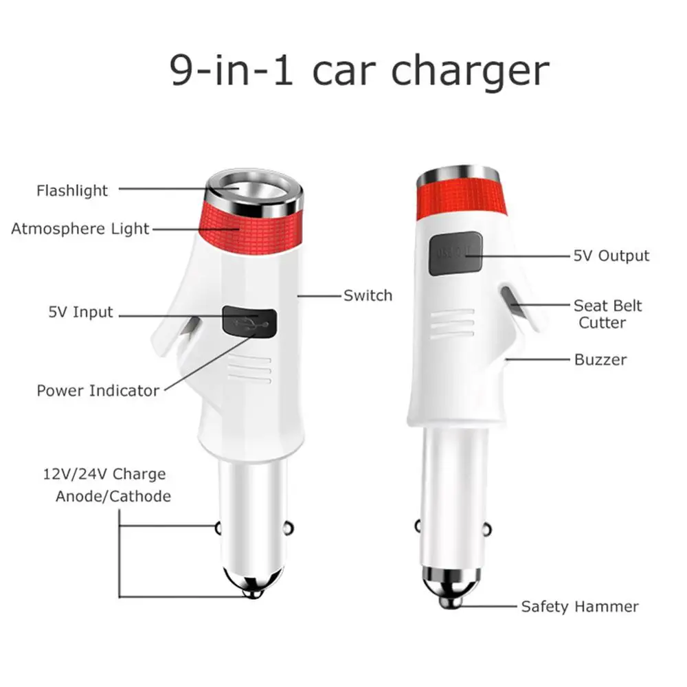 9в1 быстрое автомобильное зарядное устройство Многофункциональный портативный