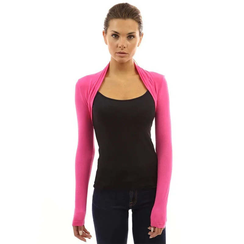 Женский эластичный Укороченный кардиган-болеро с длинным рукавом |