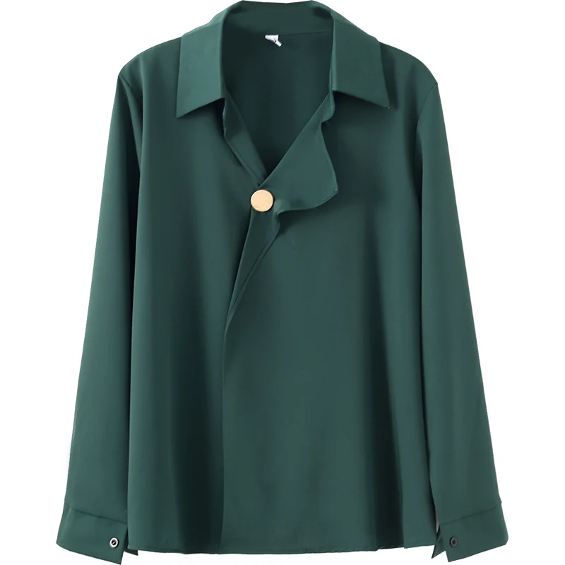 

Solid Chiffon Women Shirts 2021 Summer New V-neck Long-sleeved Loose Lady Elegant Pulls Tops