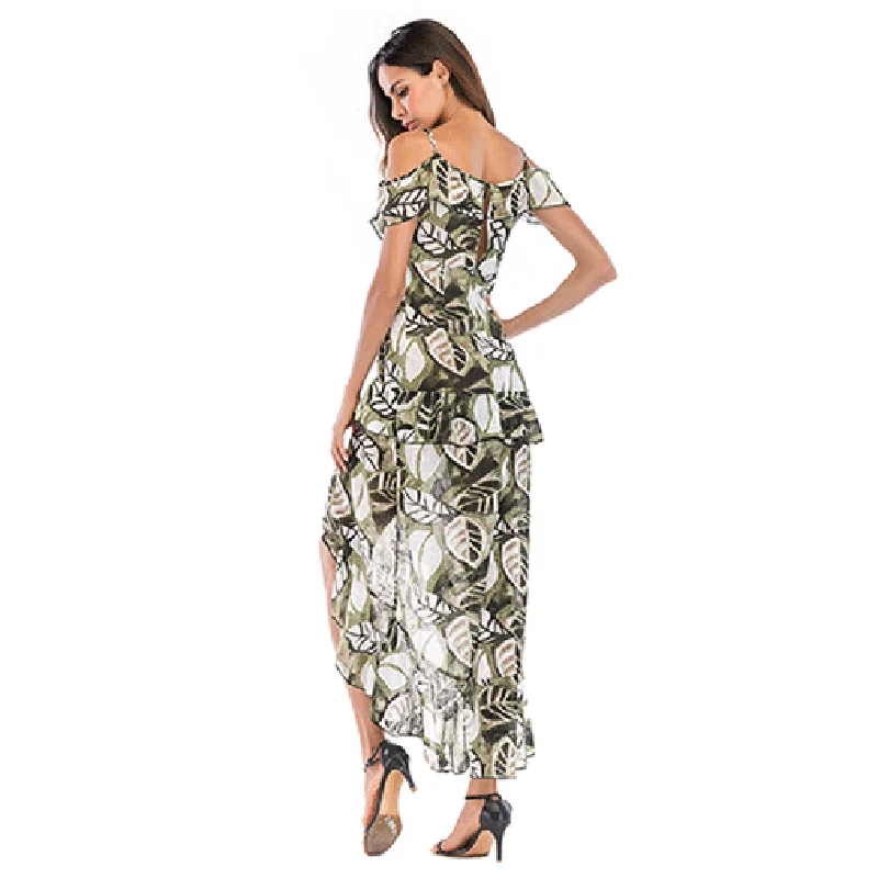 Женское шифоновое пляжное платье макси без рукавов с V образным вырезом|Женские