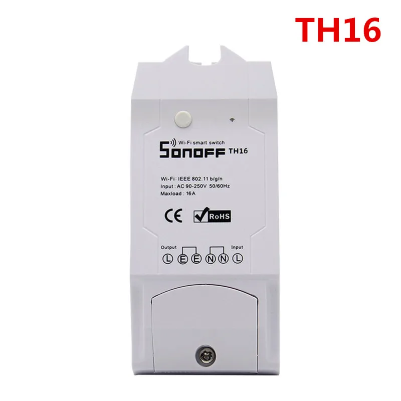 TH16 Умный Wifi переключатель TH16/TH10, контроль температуры и влажности, Wifi, умный переключатель, комплект домашней автоматизации, модуль дистанционного управления - Цвет: TH16