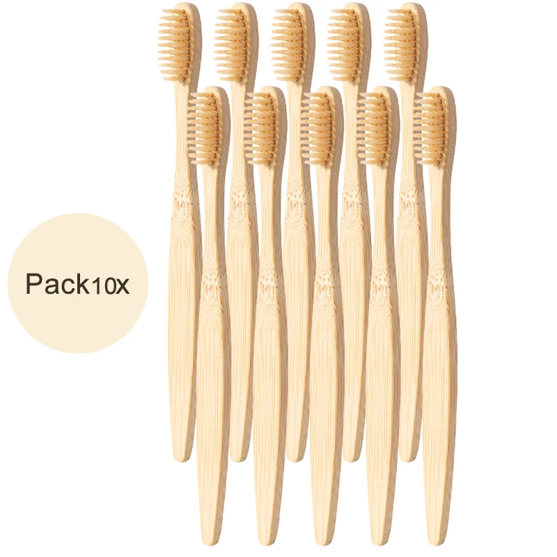 10pcs brown 10 шт./компл. окружающую среду с бамбуковым древесным углем Зубная щётка es деревянной ручкой Зубная щётка Эко-дружественных Уход за полостью рта мягкая зубная щетка со щетиной - Цвет: 10pcs brown