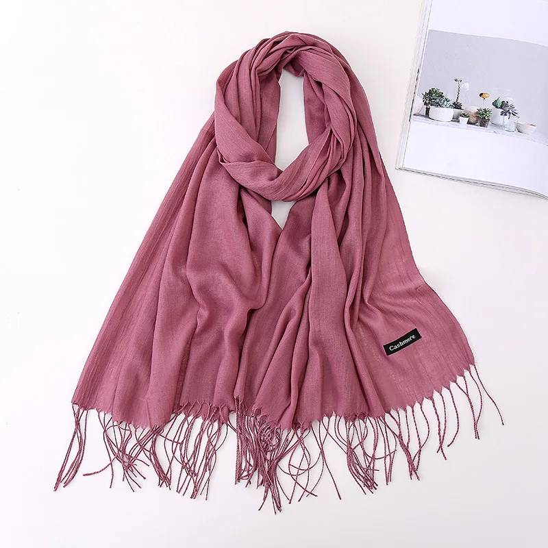 Женские однотонные кисточки конфетных цветов кашемировая шаль шарф Сезон лето