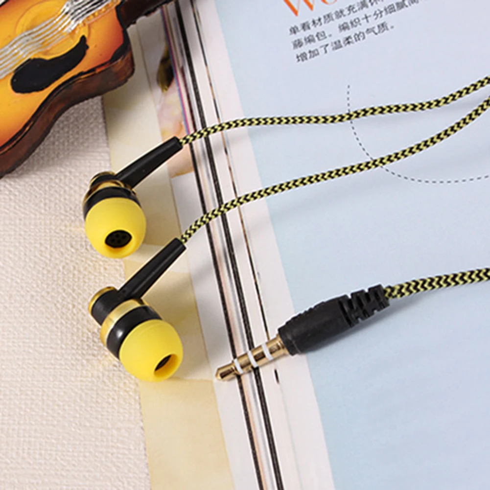 Универсальные плетеные проводные наушники вкладыши с сабвуфером музыкальные