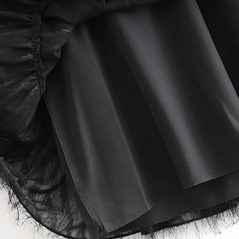 Женское мини-платье с длинным рукавом и V-образным вырезом однотонное вечернее