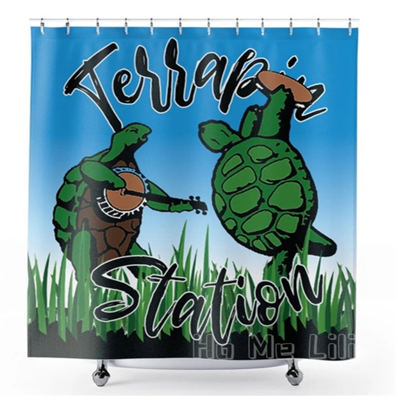 Grateful Dead Terrapin Station Shower Curtains Green Turtle Waterproof Cloth Fabric Bathroom Decor With Hooks