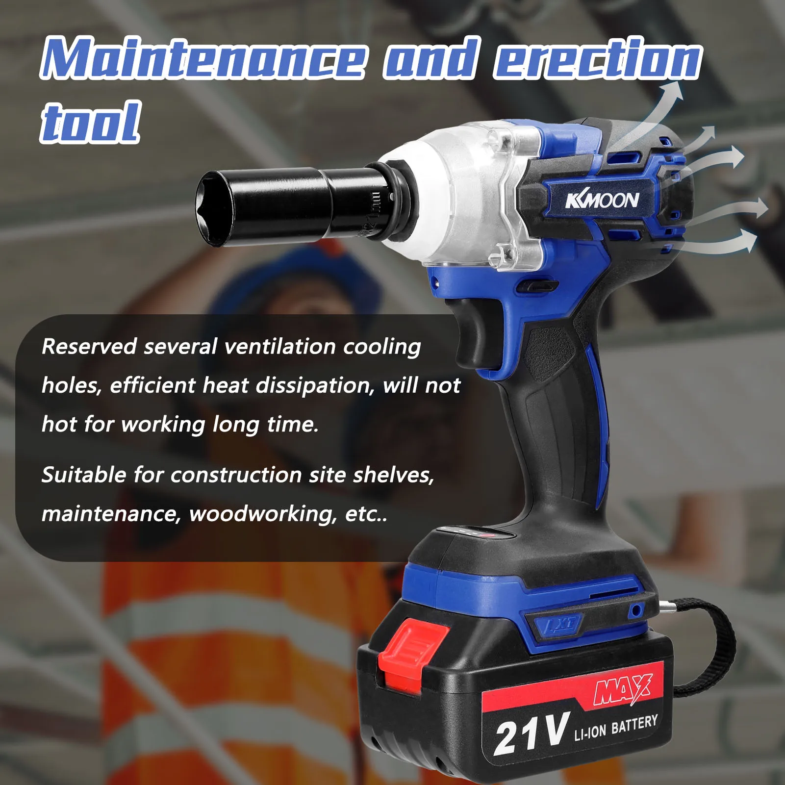 

21V Cordless Electric Wrench Brushless Motor Stepless Speed Control High Torque Power Tool Practical Installation Device