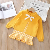 toddler girls autumn clothes sets knitted pullover sweater pleated dresseskids coat 2pcsset children clothing sets 2 6y