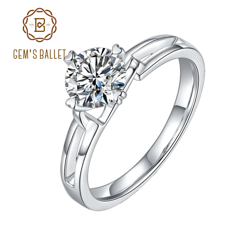 Gem балетки покрытые белым золотом из 925 стерлингового серебра 1.0Ct круглый