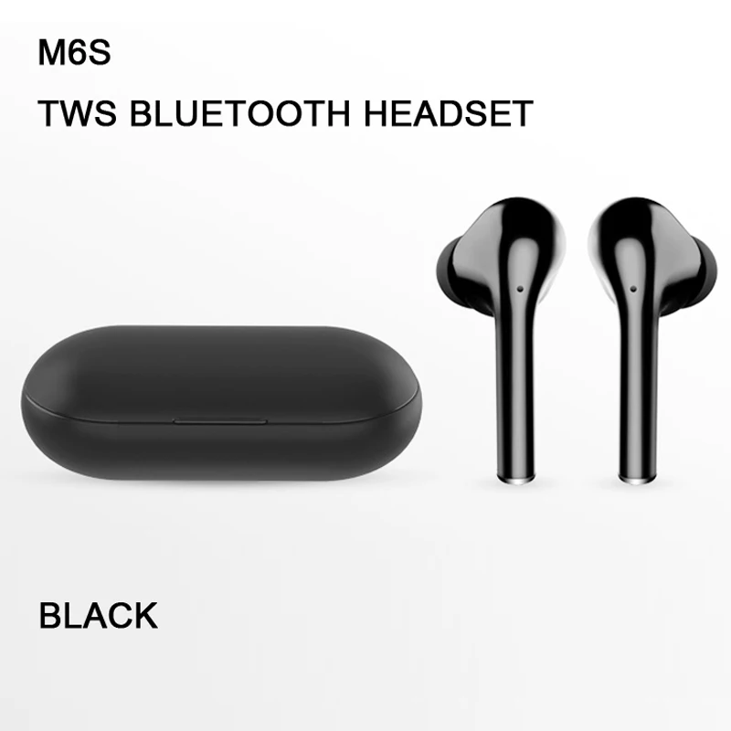 BLACK YUNAO M6S Bluetooth наушники Беспроводные HD наушники с шумоподавлением спортивные наушники для xiaomi huawei Android IOS мобильный телефон - Цвет: BLACK