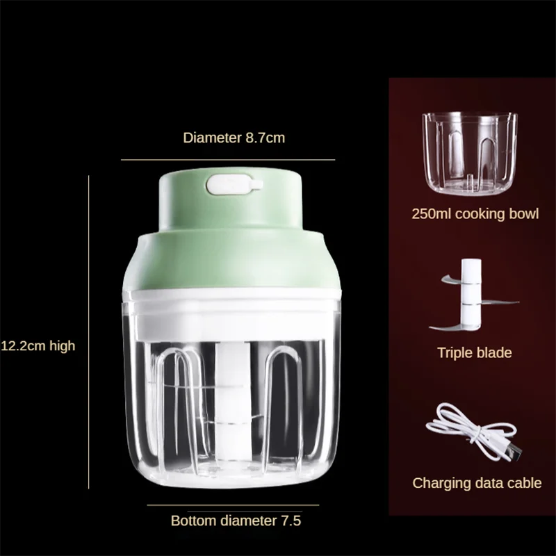 

Electric Garlic Masher USB Electric Vegetable Cutter Garlic Beater Multi-function Food Processors 100-250ML