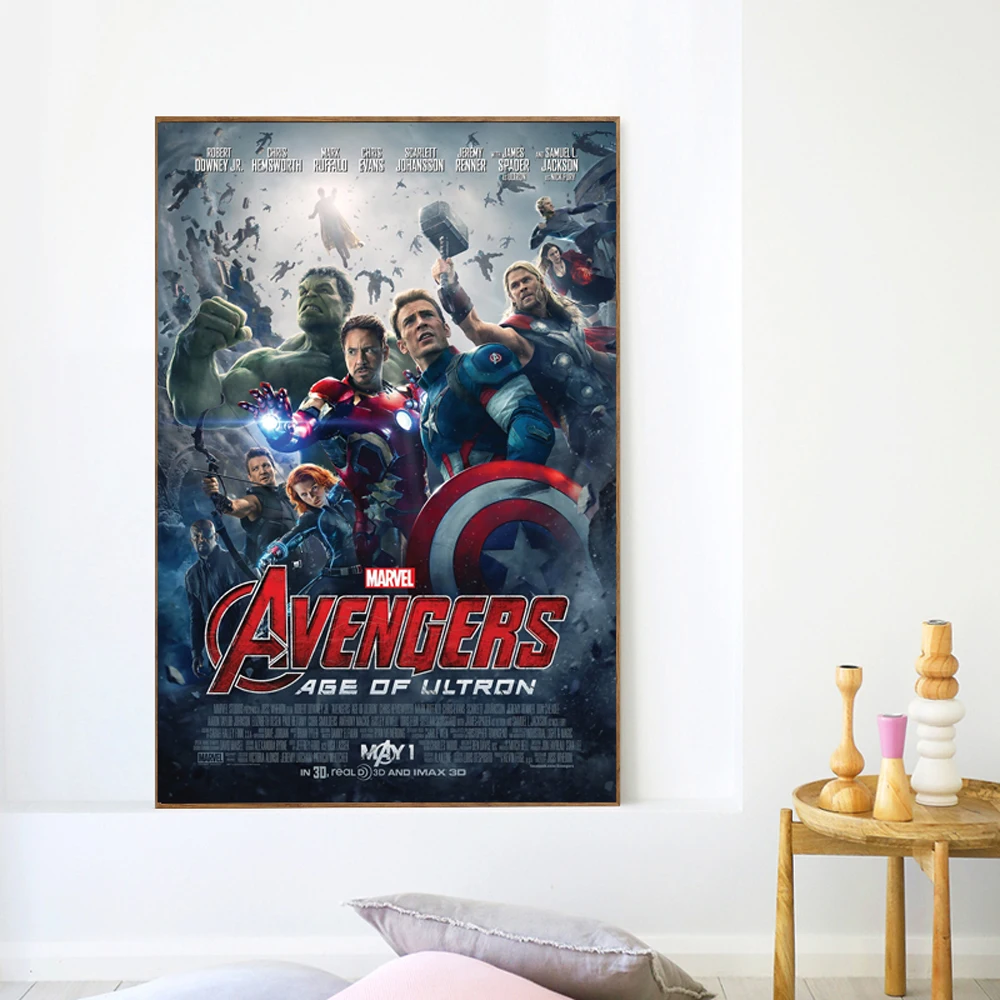 

Avengers Age Of Ultron Movie Poster Print Marvel Superhero Canvas Painting Captain America Picture Kids Living Room Home Decor