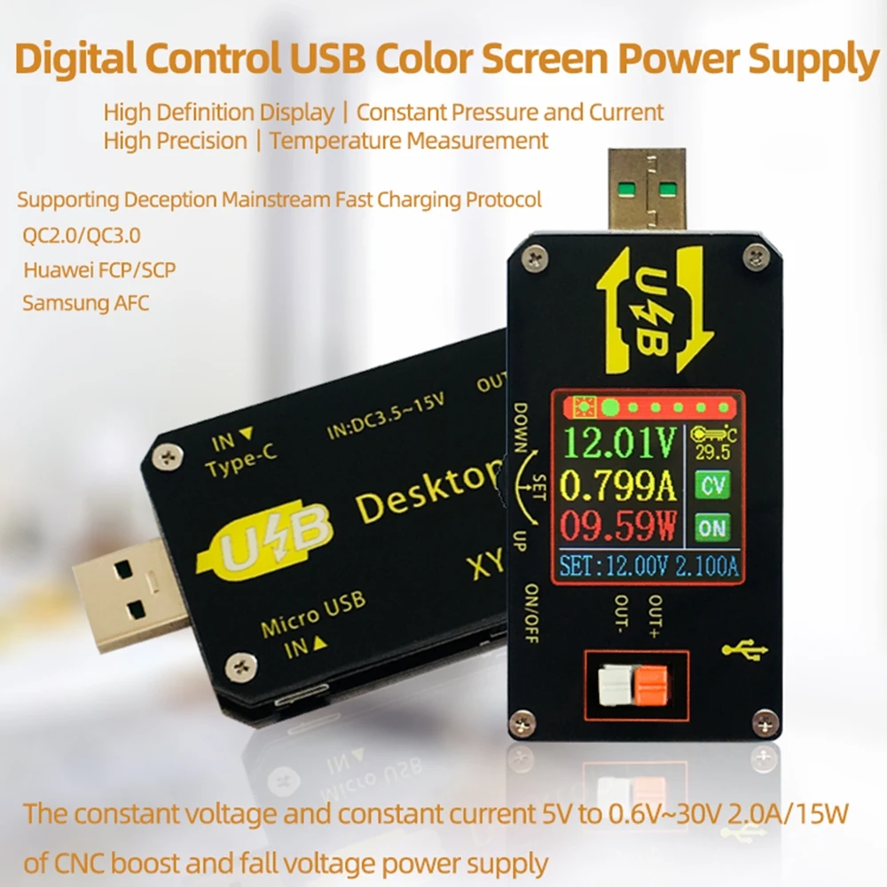XY UDP цифровой USB DC преобразователь CC CV 0 6 30V 5V 9V 12V 24V 2A 15W модуль питания Настольный