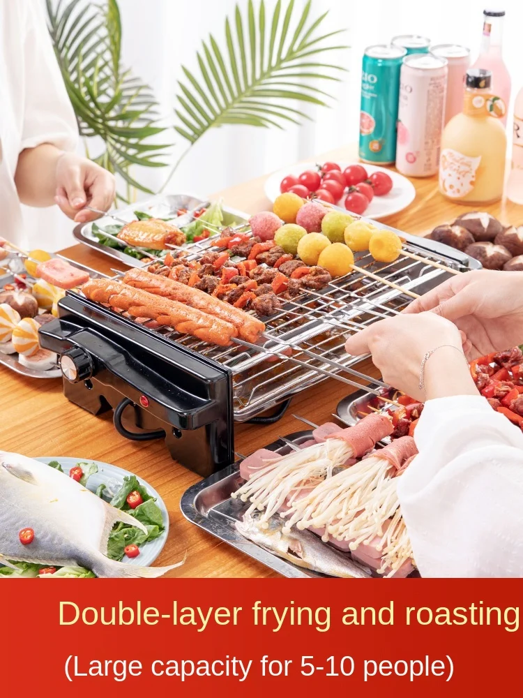 저렴한 전기 바베큐 그릴 무연 바베큐 그릴 가정용 전기 오븐 Satay 실내 바베큐 용품 전기 베이킹 팬