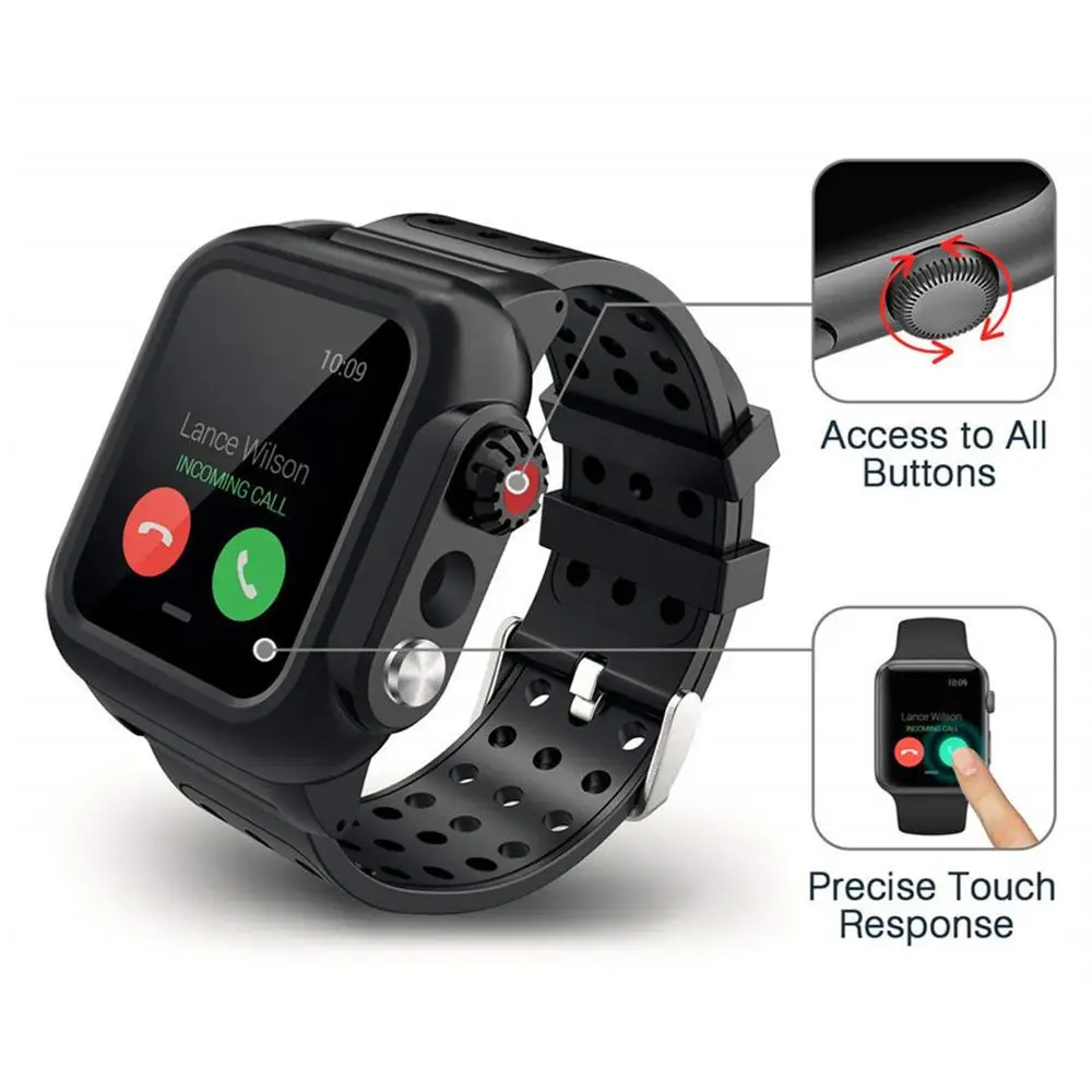 Новый черный силиконовый водонепроницаемый чехол для Apple Watch Series с 5 4 40 мм 44