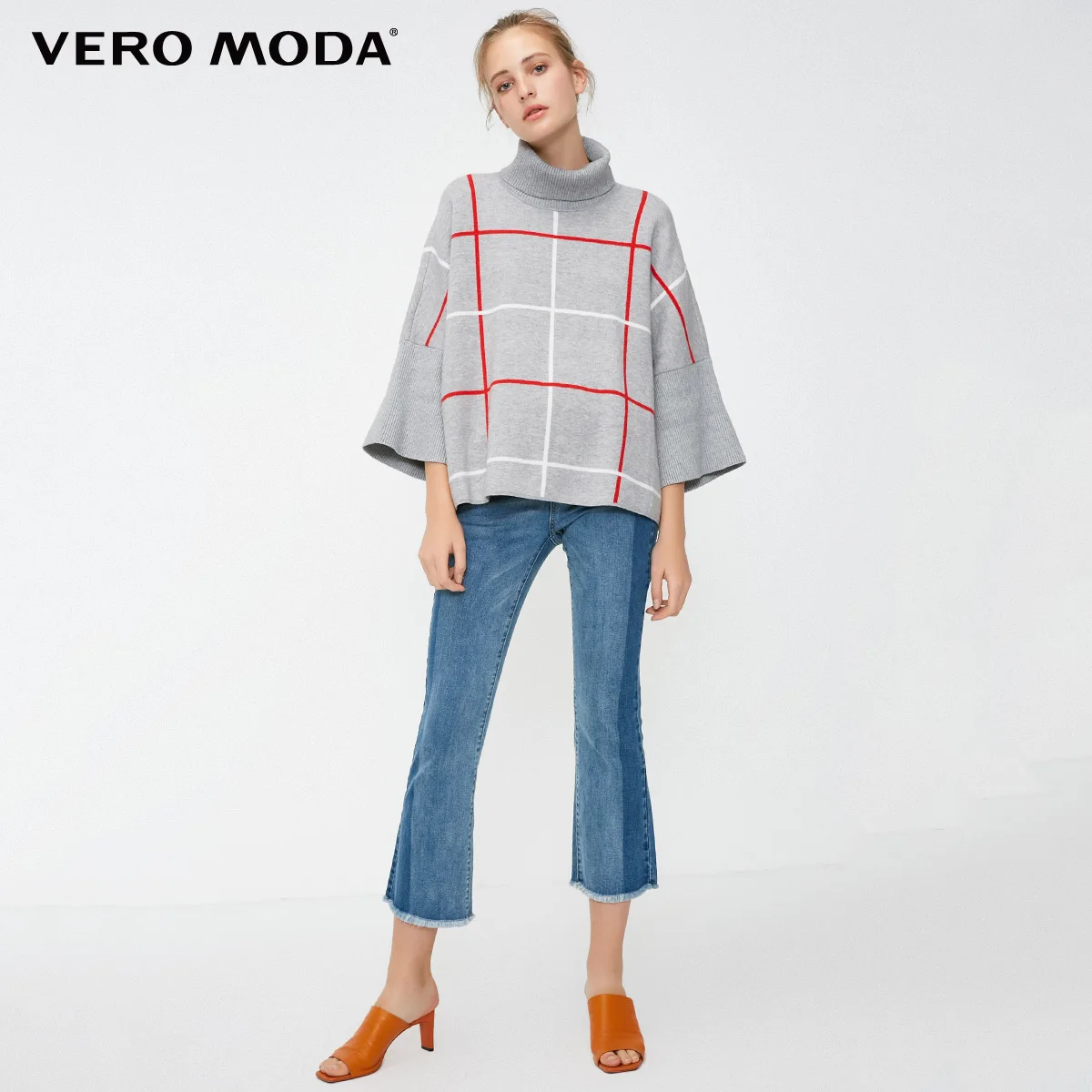 Трикотажный свитер с высоким воротом и рукавом 3/4 от Vero Moda | 319125501 Женская одежда
