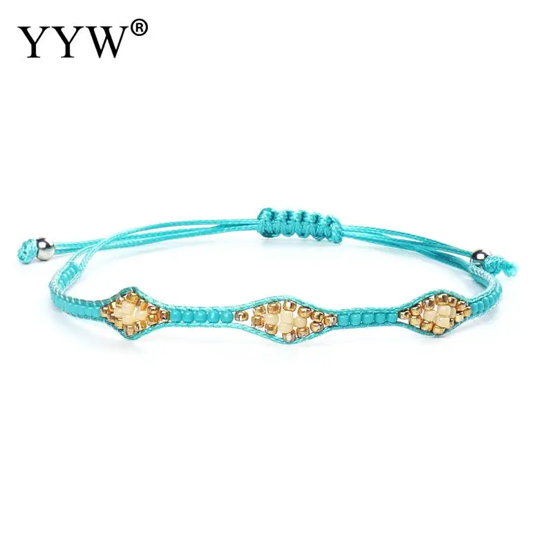 3 шт./компл. винтажный женский синий нейлоновый браслет с разноцветными бусинами